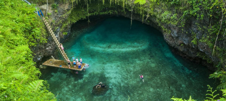 Take A Dip In This Crystal Blue Watering Hole Hidden Inside A Samoan Volcano Crater